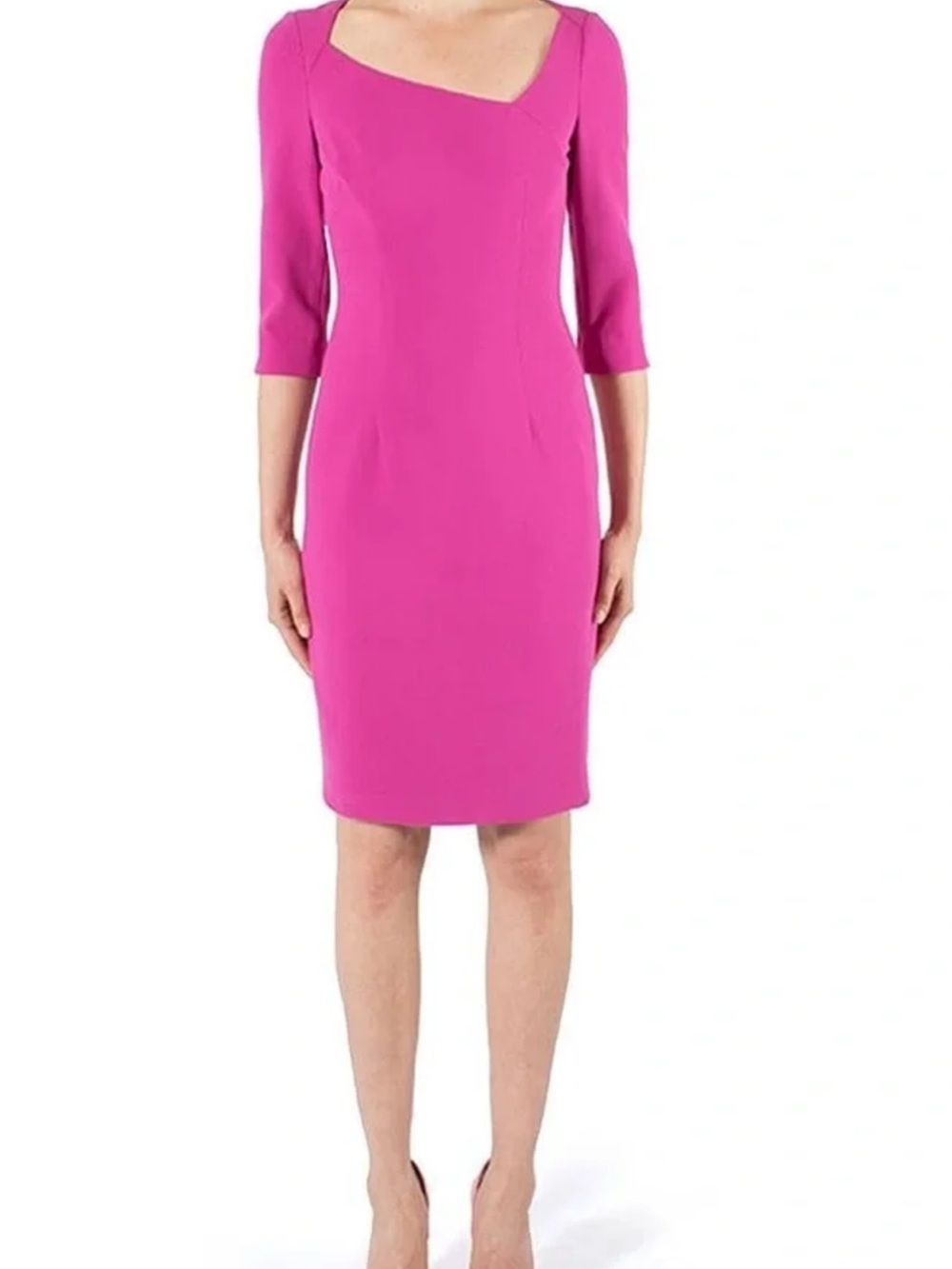 Black Fuchsia Midi Dress with Scoop Neck